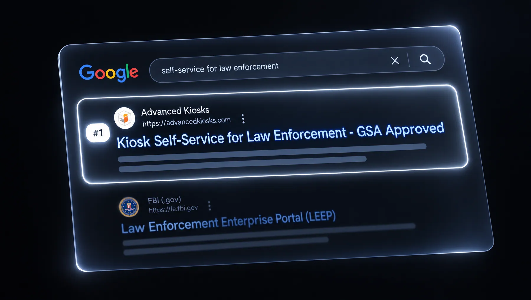 #1 on Google for "self-service for law enforcement"